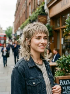 Wispy bangs mullet hairstyle