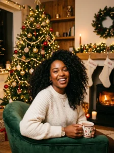 Defined natural curls holiday hairstyle