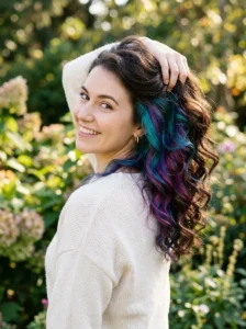 Peekaboo highlights hidden color hairstyle