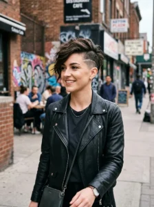 Side shaved pixie cut hairstyle
