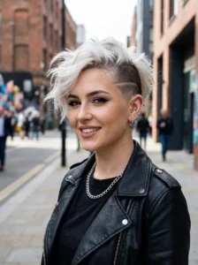 Platinum side shaved hairstyle