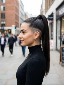 Side shaved ponytail hairstyle
