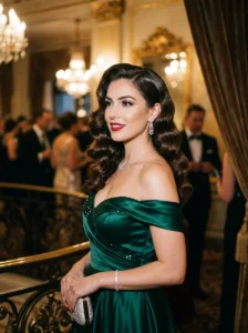 Retro waves glamorous Christmas hairstyle