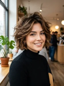 Voluminous butterfly cut hairstyle
