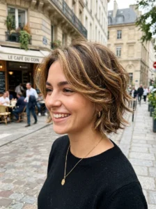 Butterfly cut with highlights hairstyle