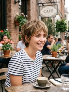 Short shag crop hairstyle