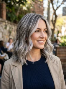 Silver lob hairstyle