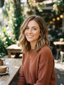 Caramel lob hairstyle