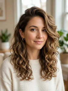 Side parted waves hairstyle oval face