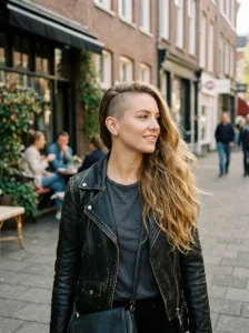 Soft side shaved hairstyle
