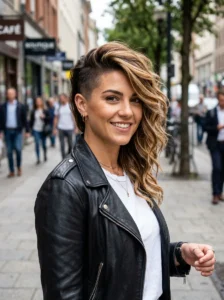 Side shaved highlights hairstyle