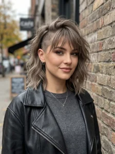 Side shaved with bangs hairstyle