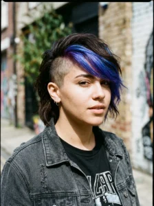 Side shaved colorful hairstyle