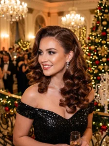 Side swept curls holiday hairstyle