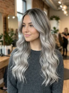 Silver balayage hairstyle