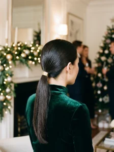 Sleek low ponytail Christmas hairstyle