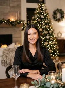 Straight hair middle part sleek hairstyle