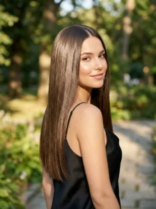 Straight hair hairstyle oval face