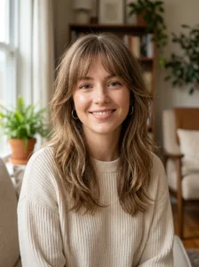 Soft blended bangs hairstyle