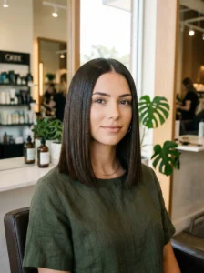 Blunt lob hairstyle oval face