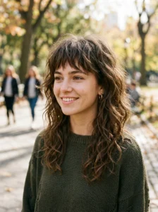 Textured bangs hairstyle