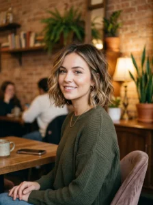 Textured lob hairstyle for holidays