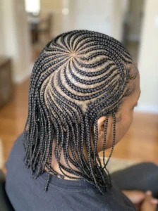 Small swirl cornrows hairstyle