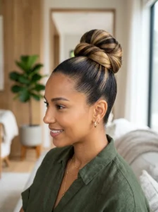 Two tone high bun hairstyle