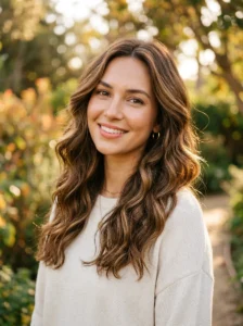 Caramel highlights wavy hairstyle