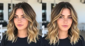 Wavy wolf cut without bangs with natural layered waves