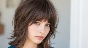 textured wolf cut with curtain bangs piecey layered hairstyle
