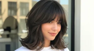 short wolf cut with curtain bangs chin length layered hairstyle