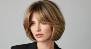 Soft layered short wolf cut with light curtain bangs