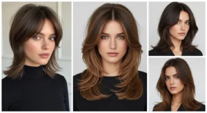 Wolf cut hairstyles without bangs featuring clean layered short medium and long hair ideas