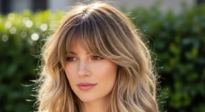 Natural wavy wolf cut with loose bangs and effortless style