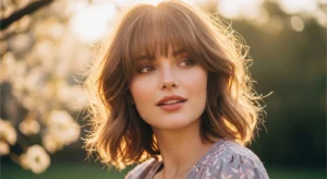 soft feminine wolf cut with curtain bangs and gentle layers