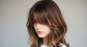 Minimal wavy wolf cut with light bangs and subtle layers