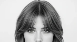 Minimal wolf cut with curtain bangs