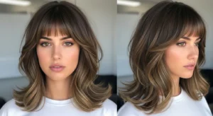 Messy wavy wolf cut with airy bangs and natural texture