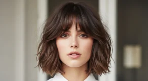 soft layered short wolf cut with curtain bangs and natural volume