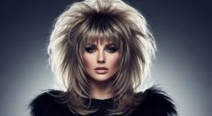 Voluminous wavy wolf cut with full bangs and lifted crown