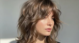 Shaggy wolf cut without bangs with messy layered texture