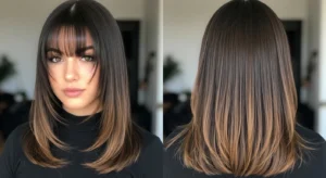 straight wolf cut with curtain bangs sleek layered hairstyle