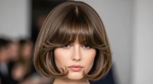 layered bob wolf cut with curtain bangs