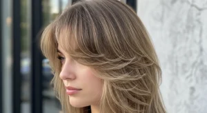 feathered wolf cut with airy curtain bangs and light layers