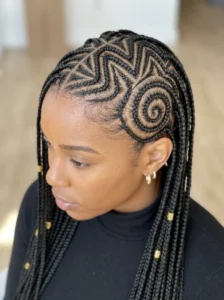 Zigzag swirl cornrows hairstyle