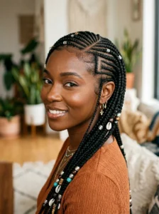 Side part Fulani braids hairstyle