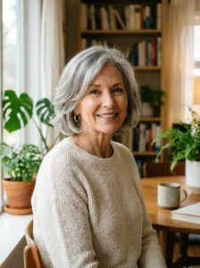 Soft layered bob hairstyle for women over 60