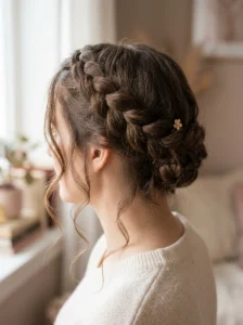 Voluminous top knot hairstyle for greasy hair