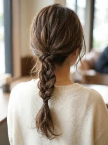 Low braided ponytail hairstyle for greasy hair